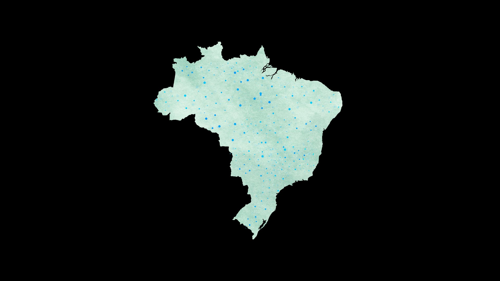 Mapa do Brasil com pontos de presença e conexões da rede Flux