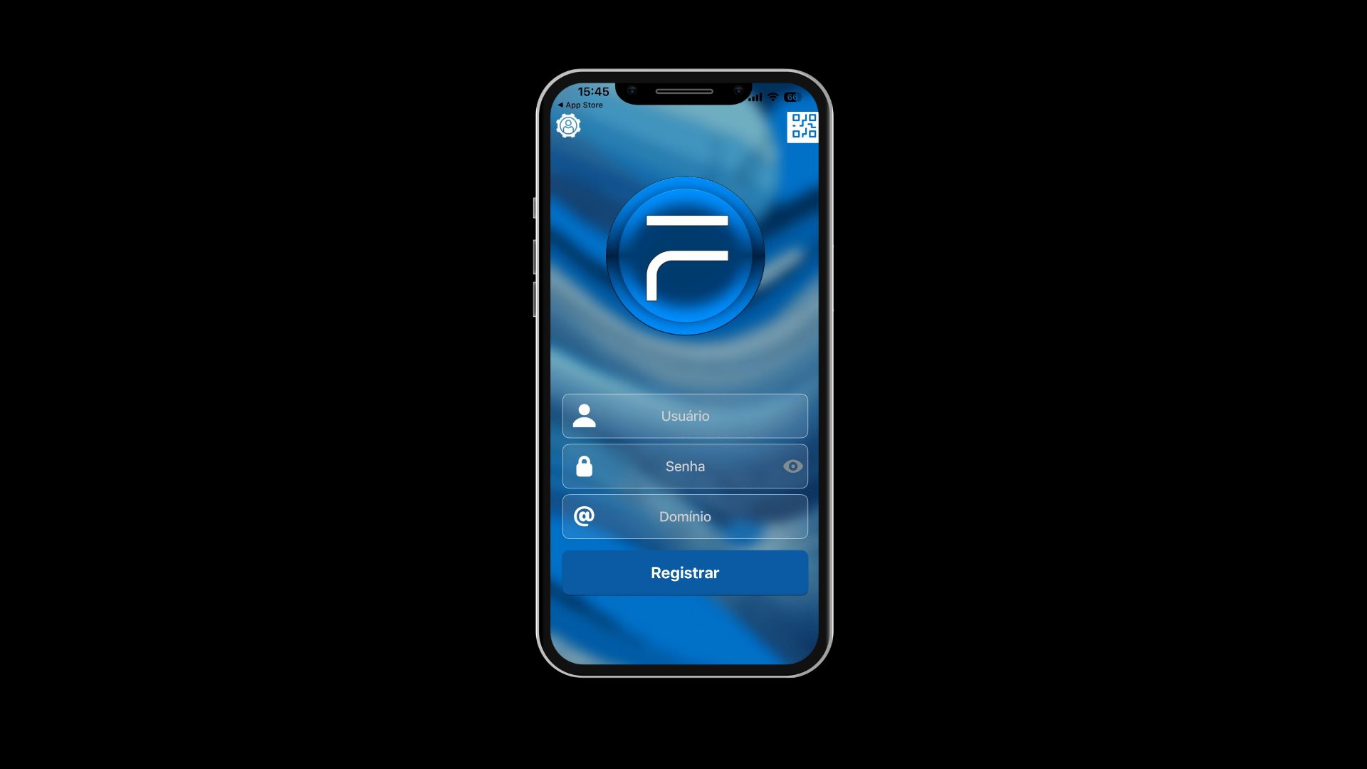Tela de login do Softphone Flux com campos de usuário, senha e domínio